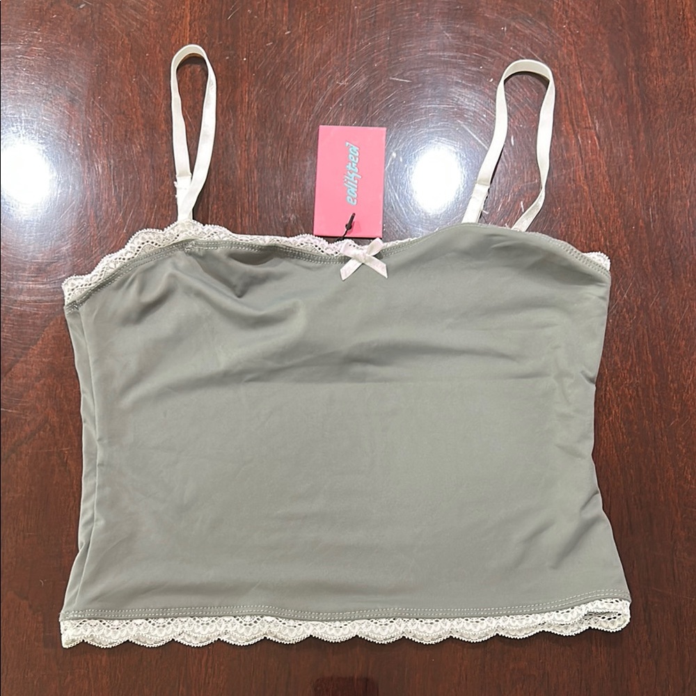 Edikted Pink and White Lace Camisole